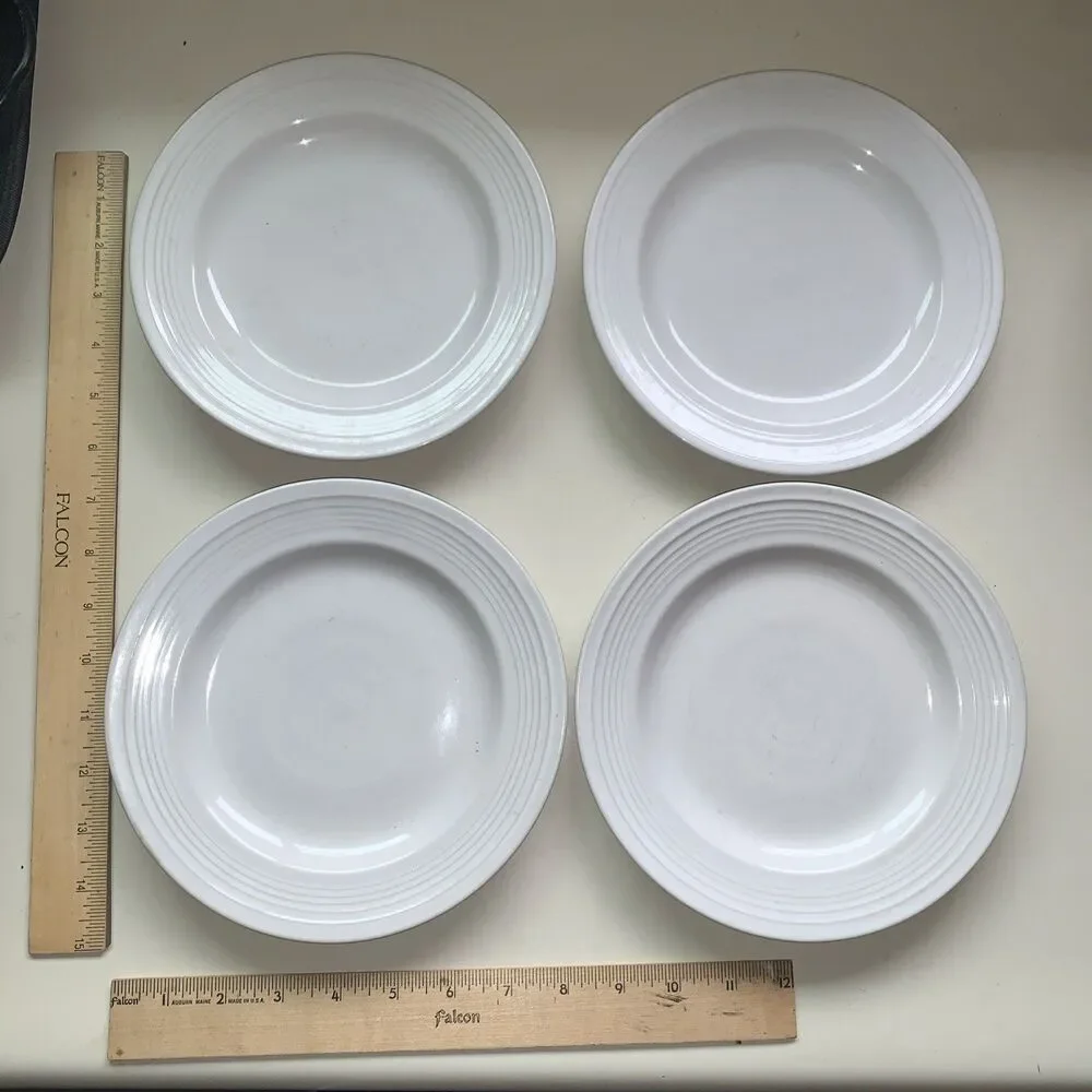 Sakura Bread/Appetizer Plates Set of 4 8” Bone China White Embossed Swirl Rim